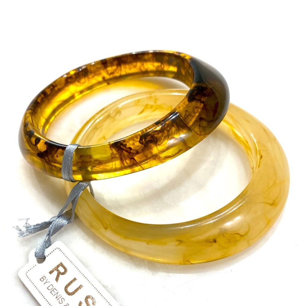 RUSH by Denis & Charles Amber Tortoiseshell Lucite Bangle Set